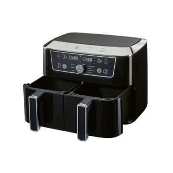 SILVERCREST® Doppelzonen-Heißluftfritteuse Retro 1973 - SHFDDR 2600 C2, schwarz - B-Ware