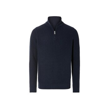 LIVERGY® Herren Troyer aus Grobstrick, mit Bündchen (Navy, S (44/46)) - B-Ware neuwertig