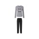ESMARA® Damen-Pyjama lang, mit Baumwolle, M, grau/schwarz - B-Ware neuwertig