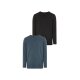 LIVERGY® Herren Langarmshirts, 2 Stück, reine Baumwolle (petrol/schwarz, L(52/54)) - B-Ware neuwertig