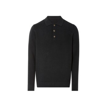 LIVERGY® Herren Poloshirt, aus weichem Struktur-Strick (Schwarz, M (48/50)) - B-Ware neuwertig