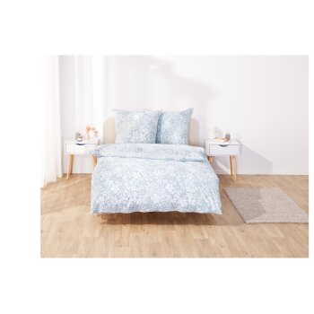 LIVARNO home Bettwäsche-Set Renforce, 160 x 200 cm, Blumen/blau - B-Ware neuwertig