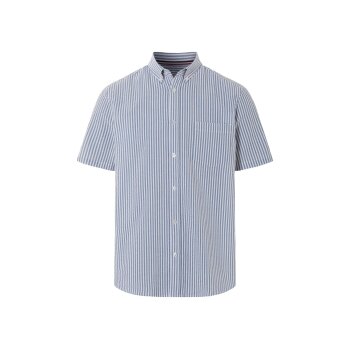 LIVERGY® Herren Freizeithemd, mit leicht abgerundetem Saum (blau/weiß/Streifen, XXL (45/46)) - B-Ware neuwertig