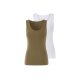 esmara® Damen Tops, 2 Stück, in modischer Ripp-Qualität (khaki/weiß, M(40/42)) - B-Ware neuwertig