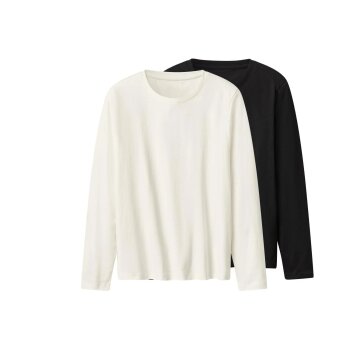 ESMARA® Damen Langarmshirt, 2 Stück (Schwarz/weiß, M(40/42)) - B-Ware neuwertig