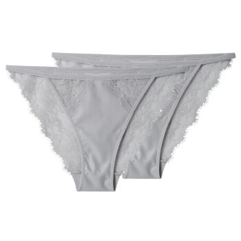 ESMARA® Damen Slips mit Spitze, 2 Stück (Silber, M(40/42)) - B-Ware neuwertig