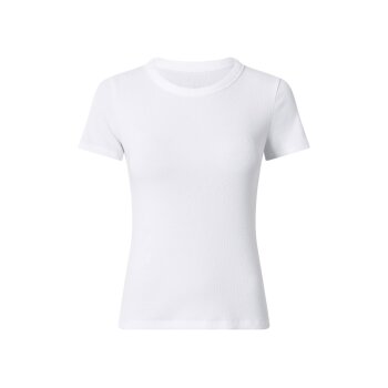 esmara® Damen Geripptes T-Shirt (Weiß, S(36/38)) - B-Ware neuwertig