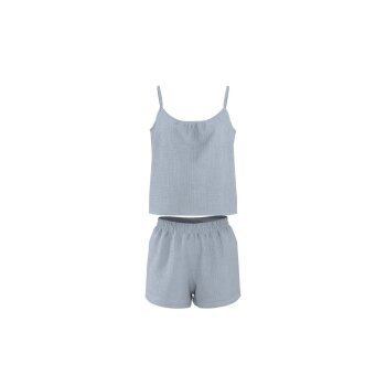 ESMARA® Damen Shorty Musselin-Pyjama (Blau, M (40/42)) - B-Ware neuwertig