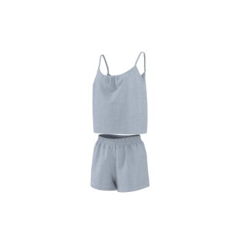 ESMARA® Damen Shorty Musselin-Pyjama (Blau, M (40/42)) - B-Ware neuwertig