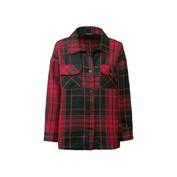 esmara® Damen Overshirt, im Karomuster, leger geschnitten (rot, L (44/46)) - B-Ware neuwertig
