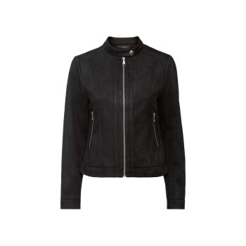 ESMARA® Bikerjacke Damen, in angesagter Velourslederoptik, schwarz, 36 - B-Ware neuwertig