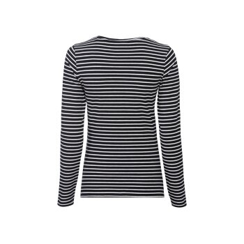 ESMARA® Damen-Langarmshirt, mit Baumwolle, L, streifen/hellblau/schwarz/weiß - B-Ware neuwertig