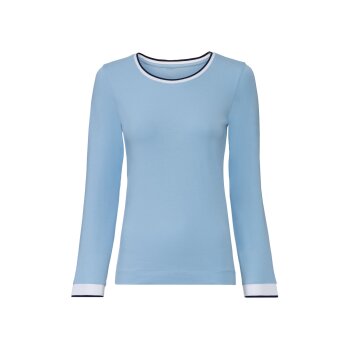 ESMARA® Damen-Langarmshirt, mit Baumwolle, L, streifen/hellblau/schwarz/weiß - B-Ware neuwertig