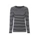 ESMARA® Damen-Langarmshirt, mit Baumwolle, L, streifen/hellblau/schwarz/weiß - B-Ware neuwertig