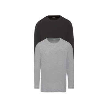 LIVERGY® Herren Langarmshirt, 2 Stück, mit Baumwolle (grau, L(52/54)) - B-Ware neuwertig