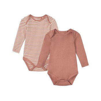 lupilu® Baby Mädchen Langarmbodys, 2 Stück, aus reiner Bio-Baumwolle (Streifen/altrosa, 74/80) - B-Ware neuwertig
