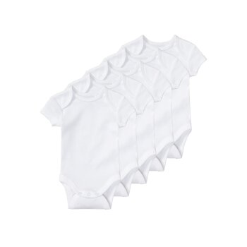 lupilu® Baby Bodys, 5 Stück, aus reiner Bio-Baumwolle (Weiß, 50/56) - B-Ware neuwertig