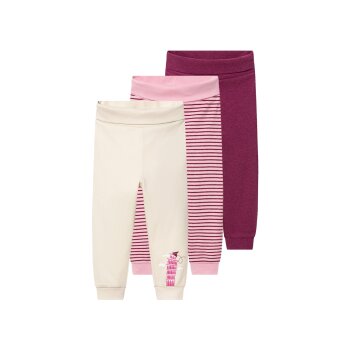 lupilu® Baby Jogginghosen, 3 Stück, mit Bio-Baumwolle (Streifen/weiß/lila, 74/80) - B-Ware neuwertig