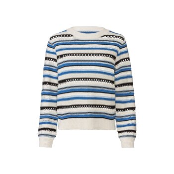 ESMARA® Damen Pullover mit Lochstrick (blau gemustert, L(44/46)) - B-Ware neuwertig