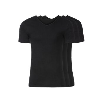 LIVERGY® Herren Unterhemden, 3 Stück, in Feinripp-Qualität (V-Ausschnitt, Schwarz, 4/S) - B-Ware neuwertig
