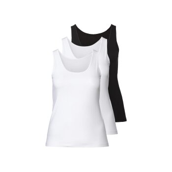 esmara® Damen Achselhemden, 3 Stück, mit hohem Baumwollanteil (schwarz/weiß, 3XL(56/58)) - B-Ware neuwertig