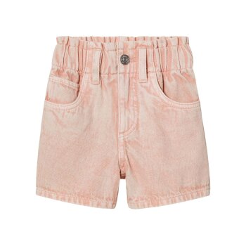 LUPILU® Kleinkinder Denim Paperbagshorts aus reiner Baumwolle (Pink, 122/128) - B-Ware neuwertig