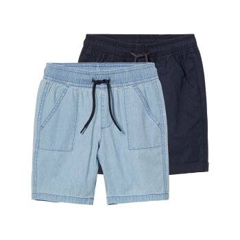 lupilu® Kleinkinder Shorts, 2 Stück, aus reiner Baumwolle (hellblau/marine, 98/104) - B-Ware neuwertig