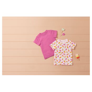 lupilu® Kleinkinder T-Shirts, 2 Stück, aus reiner Baumwolle (Muster rosa/pink, 110/116) - B-Ware neuwertig