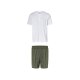 LIVERGY® Herren Pyjama, kurz, aus reiner Baumwolle (weiß/khaki, S (44/46)) - B-Ware neuwertig
