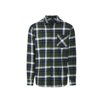 LIVERGY® Herren Flanellhemd, aus reiner Baumwolle (marine/olive, M(39/40)) - B-Ware neuwertig