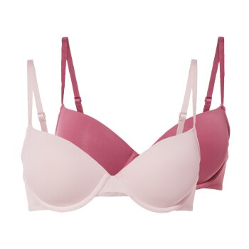 esmara® Damen Bügel-BHs, 2 Stück, gepolsterte Cups (rot/rosa, 75B) - B-Ware neuwertig