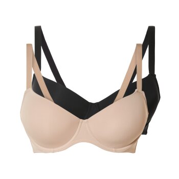 esmara® Damen Bügel-BHs, 2 Stück, mit verstellbaren Trägern (schwarz/beige, 95D) - B-Ware neuwertig