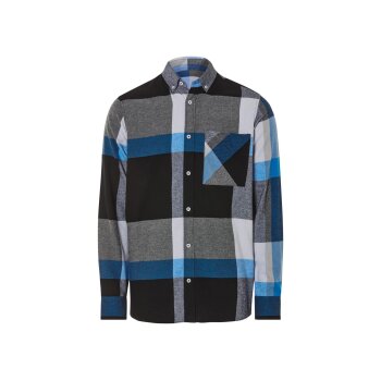 LIVERGY® Herren Freizeit-Flanellhemd, mit Button-down-Kragen (schwarz/weiß/blau, L(41/42)) - B-Ware neuwertig