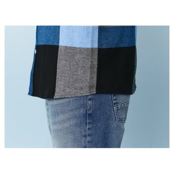LIVERGY® Herren Freizeit-Flanellhemd, mit Button-down-Kragen (schwarz/weiß/blau, L(41/42)) - B-Ware neuwertig