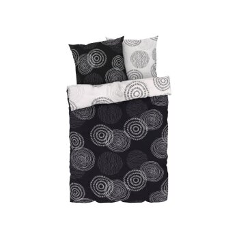 LIVARNO HOME Edel-Renforcé Bettbezug, ca. 260 x 240 cm, Kreise schwarz/weiß - B-Ware neuwertig