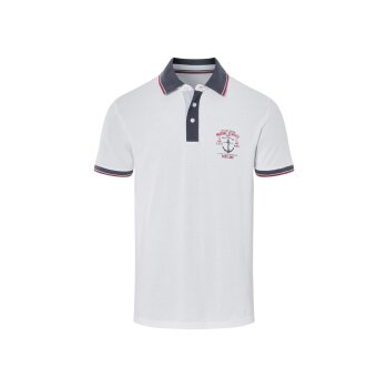 LIVERGY® Herren Poloshirt in Pikee-Qualität, mit Kontraststreifen (Weiß, L(52/54)) - B-Ware neuwertig