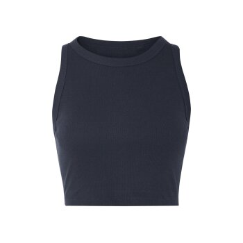 ESMARA® Damen Crop-Tops, 2 Stück, gerippt (weiß/navy, XS (32/34)) - B-Ware neuwertig