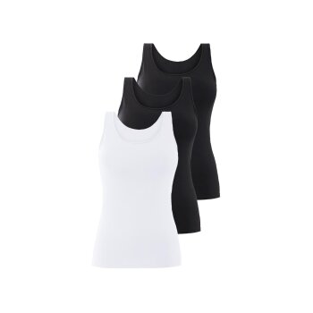 esmara® Damen Achselhemden, 3 Stück, hoher Baumwollanteil (Schwarz/weiß, XS (32/34)) - B-Ware neuwertig