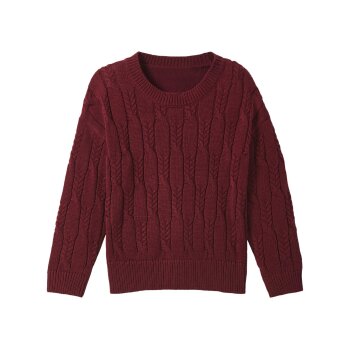 LUPILU® Kinder Grobstrickpullover, mit Zopfmuster (Rot, 122/128) - B-Ware neuwertig