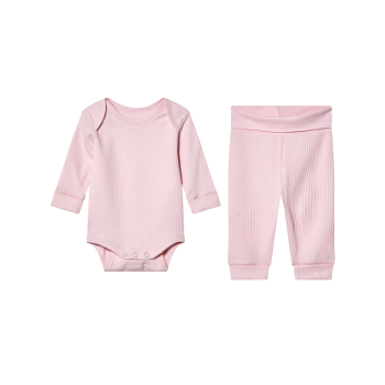 lupilu® Geripptes mitwachsendes Baby-Set, 2-teilig (Rosa, 62/68) - B-Ware neuwertig