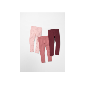 LUPILU® Kinder-Leggings, 3 Stück, mit hohem Baumwollanteil, 122/128, rosa/rose/burgunder - B-Ware neuwertig