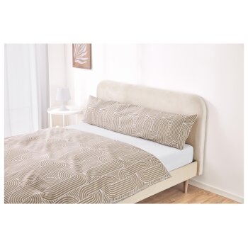 LIVARNO home Feinbiber-Wendekissenbezüge / Kissenbezüge für Seitenschläferkissen (Gemustert taupe/weiß) - B-Ware neuwertig