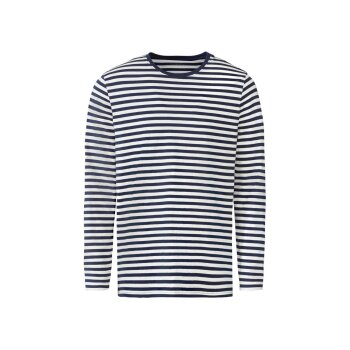 LIVERGY® Herren Langarmshirt 2 Stück, mit Baumwolle (Streifen dunkelrot, L(52/54)) - B-Ware neuwertig