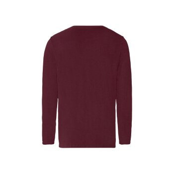 LIVERGY® Herren Langarmshirt 2 Stück, mit Baumwolle (Streifen dunkelrot, L(52/54)) - B-Ware neuwertig