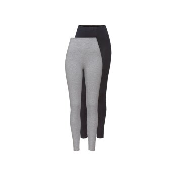 ESMARA® Damen-Leggings, 2 Stück, mit Baumwolle, M, schwarz/grau - B-Ware neuwertig