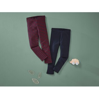 lupilu® Kinder Thermoleggings, 2 Stück, mit hohem Baumwollanteil (rot/navy, 122/128) - B-Ware neuwertig