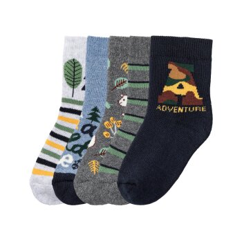 lupilu® Kleinkinder Thermosocken, 5 Paar, mit hohem Baumwollanteil (gemustert/grau/blau/marine, 23/26) - B-Ware neuwertig