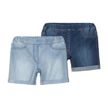 LUPILU® Kleinkinder Denimshorts, 2 Stück, mit elastischem Bund (Blau, 122/128) - B-Ware neuwertig