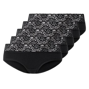 esmara® Damen Hipster, 5 Stück, mit Spitze (Schwarz, XS(32/34)) - B-Ware neuwertig