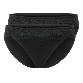esmara® Damen Slips, 2 Stück, mit Spitze (Schwarz, S(36/38)) - B-Ware neuwertig